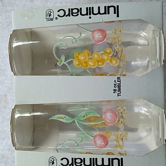 Vintage 1980s luminarc arc brand 16 oz tumblers new in box farmhouse shabby chic - Picture 4 of 4